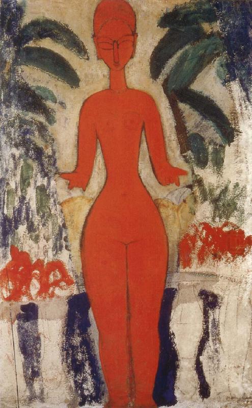 Amedeo Modigliani Standing nud with Garden Background china oil painting image